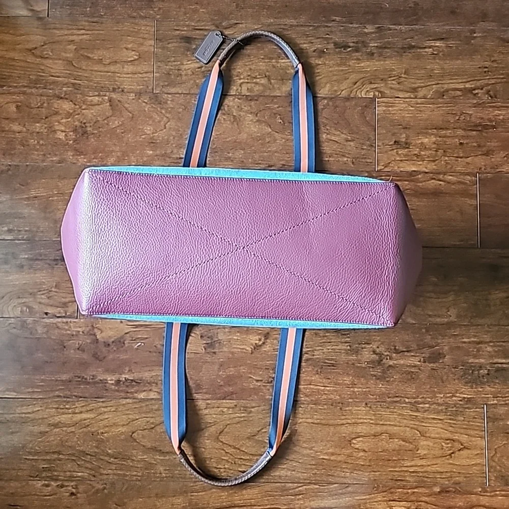 Coach Tote Bag 38 In Colorblock - Indigo Blue - Picture 9 of 13